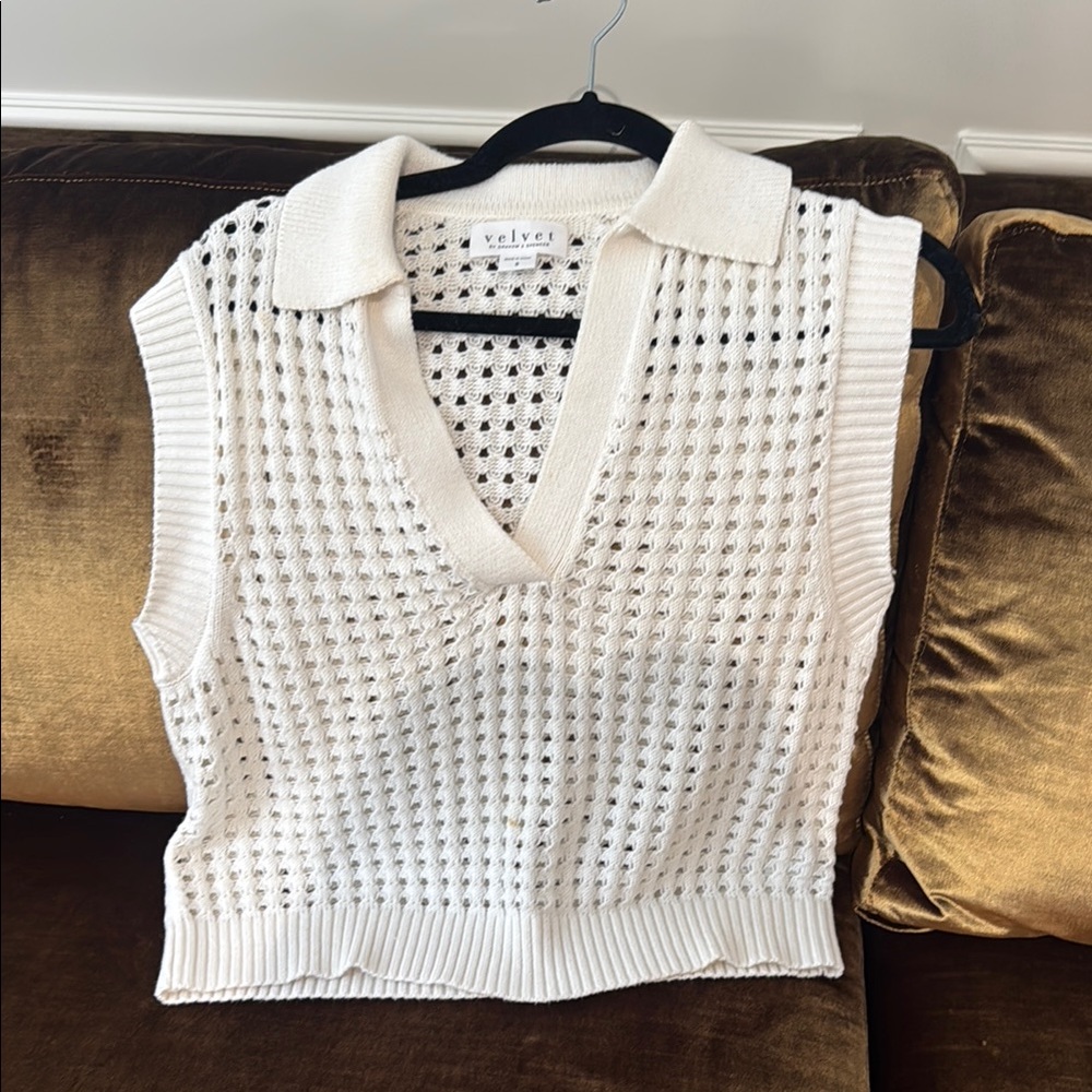 Velvet Cream Knit Sleeveless Vest